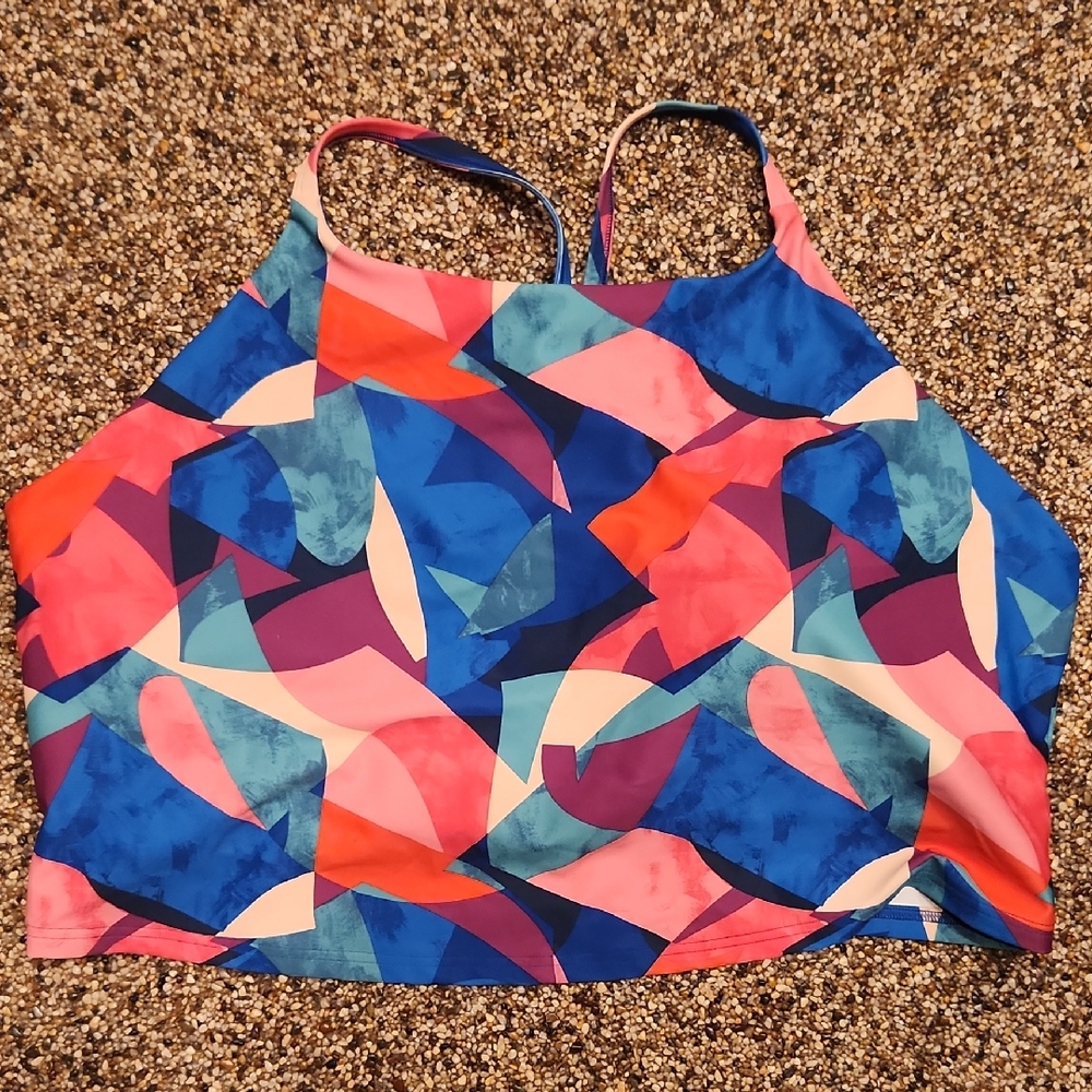 Old Navy Active Powersoft High Neck Tank Top 3X Abstract Print Built-in Bra